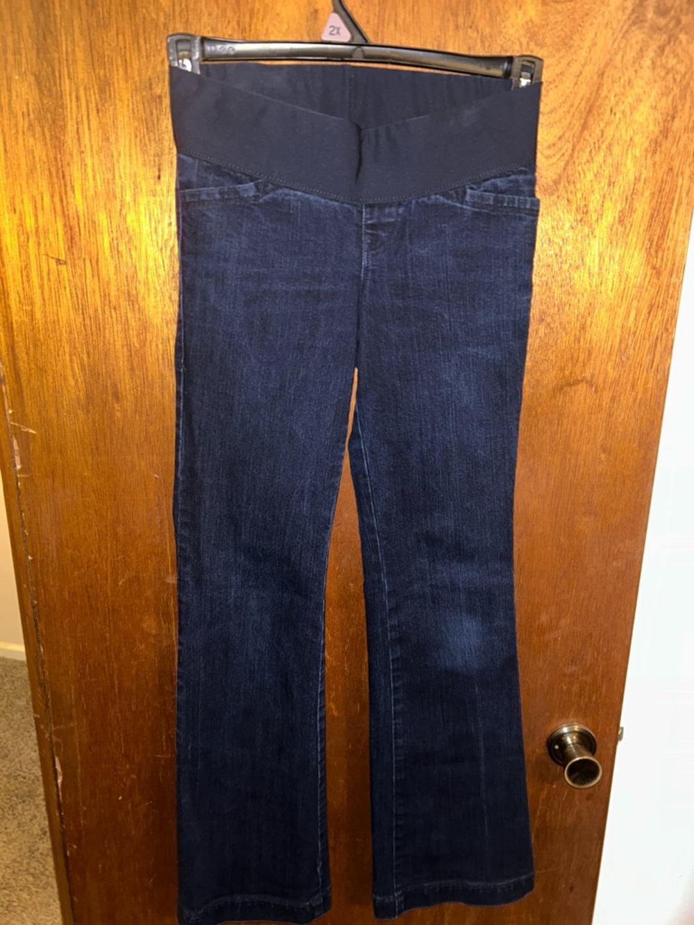 Old Navy Dark Blue Flare Maternity Jeans with Black Waistband